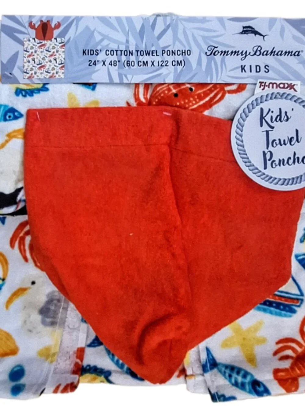 Tommy Bahama Kids' Hooded Cotton Towel Poncho 24″x48″ New